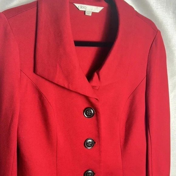 Cleo red pea coat ,SM, single breasted,career,winter,Xmas red,closet staple,EC - Picture 7 of 17